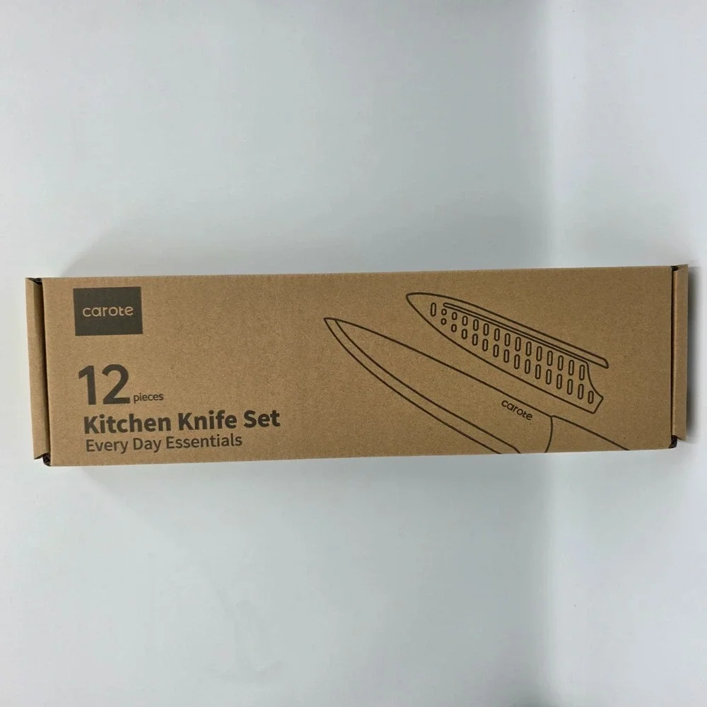 Carote 12 Pcs Kitchen Knife Set Stainless Steel Nonstick Ceramic Coating - Taupe